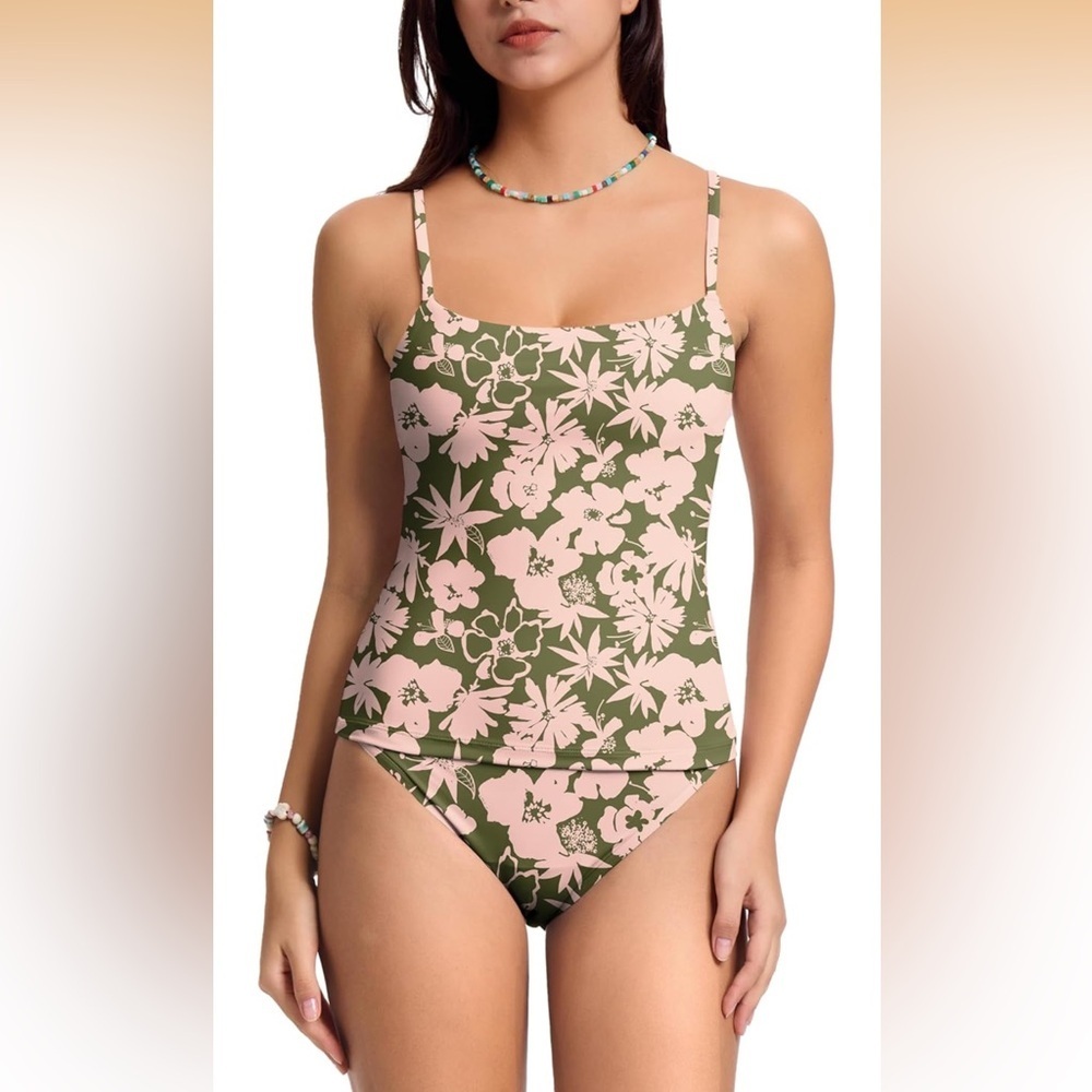 Westag Period Two Piece TankiniSets Menstrual Leakproof W/ Low Waisted Bottoms